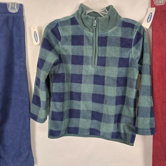 Old Navy Outfit Toddler 4T Blue Green Burgundy Fleece 1/3 Zip Top & 2 Pants NWT - Picture 3 of 16